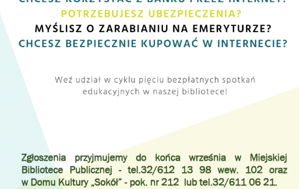 Cykl pięciu bezpłatnych spotkań edukacyjnych O finansach w bibliotece