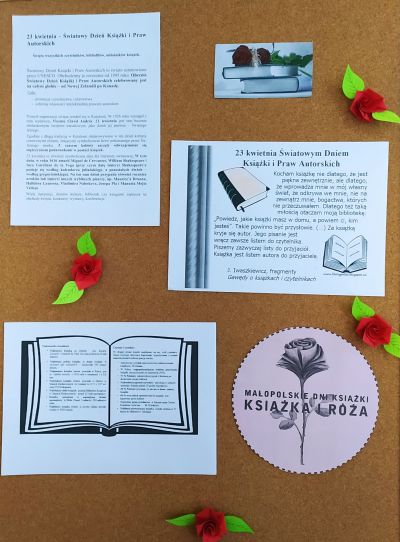 Antyrama z okolicznościową gazetką dotycząca akcji czytelniczej Książka i Róża