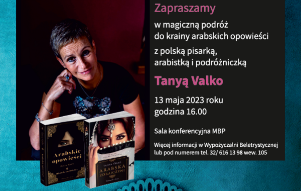 Plakat promujący spotkanie autorskie z Tanyą Valko