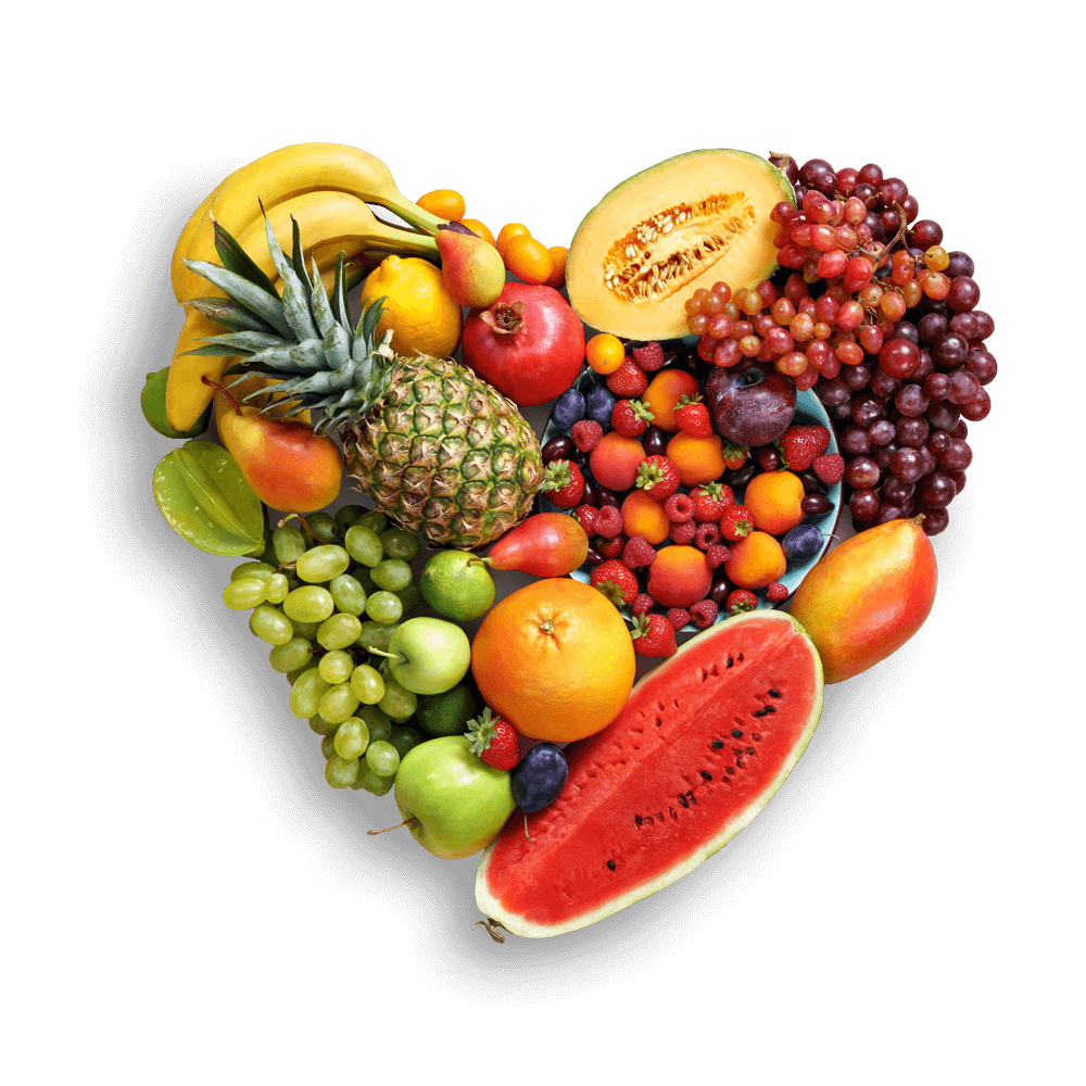 Grafika przedstawiająca owoce ułożone w kształt serca